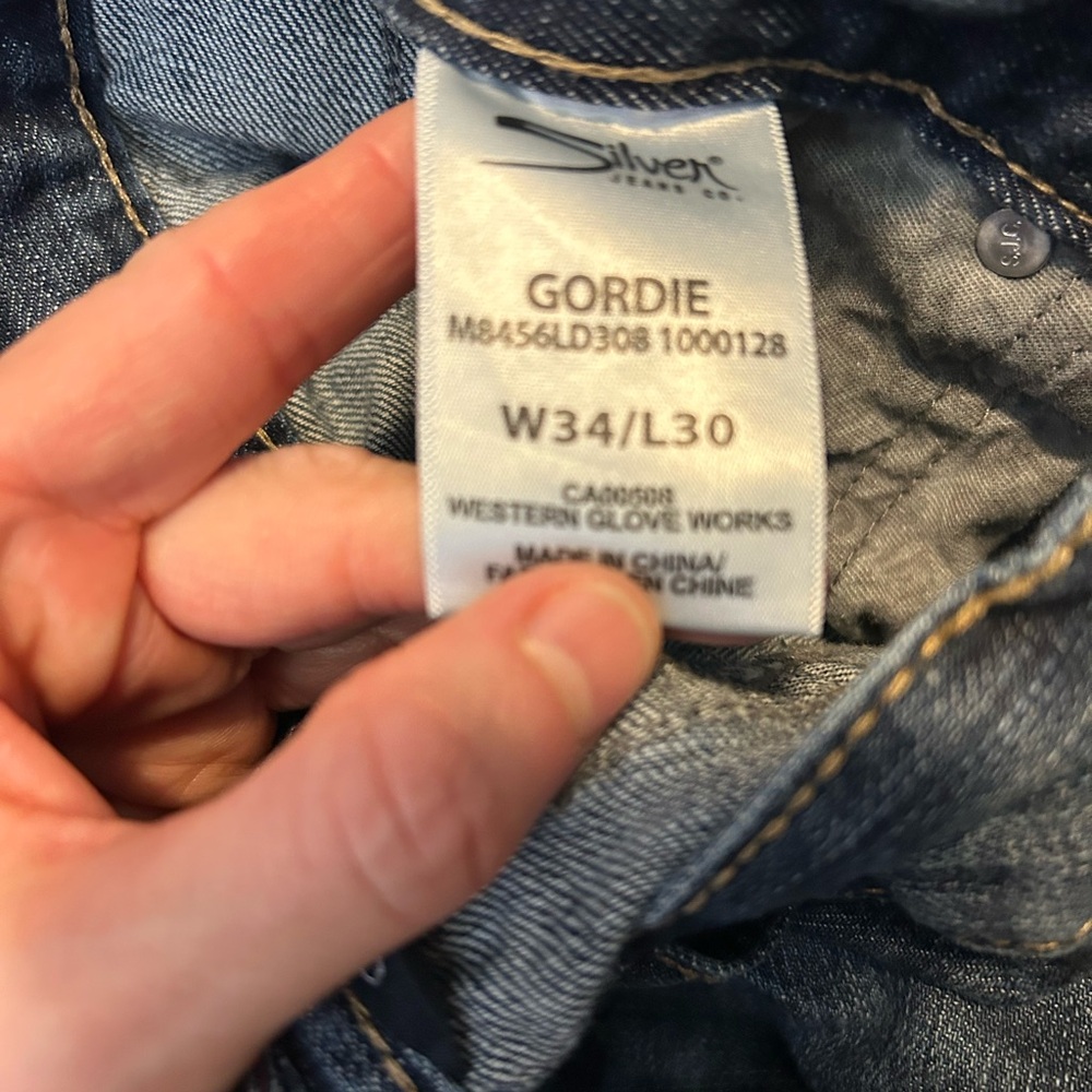 Silver Jeans Gordie Relaxed Fit Dark Wash Jeans Men’s 34x30 Denim - Picture 7 of 7